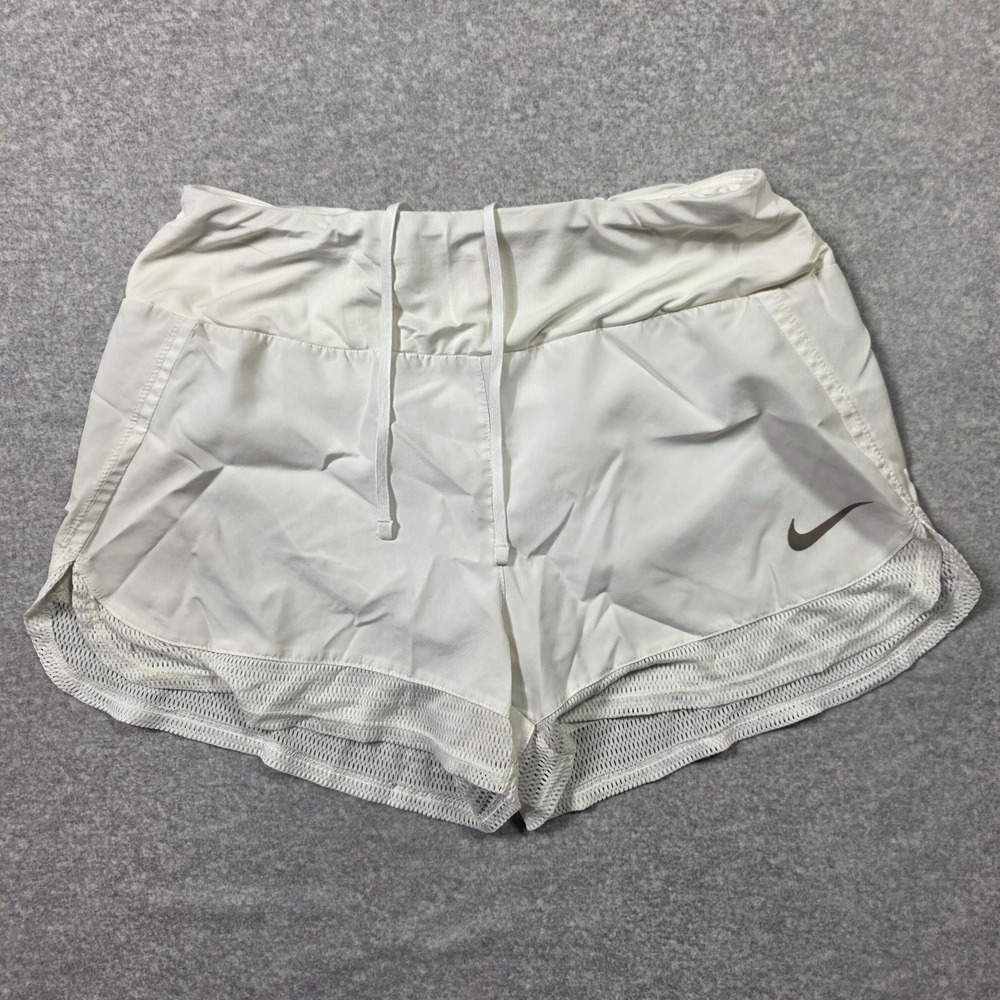 Nike Shorts Womens S White Dri-FIT Athletic Running Jogging Lace Mesh Lined Gym